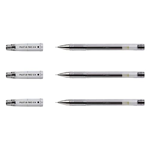 Pilot G-Tec-C4 - Bolígrafo roller de gel (3 unidades), color negro