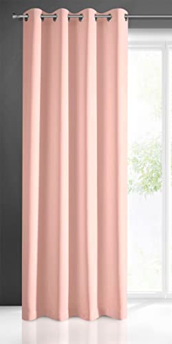 Eurofirany Curtain Smooth Plain 8 Eyelets Modern Bedroom Living Lounge Children's Room 1 Piece Single, Polyester, Powder, 140x250 cm
