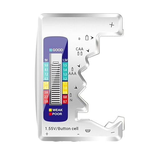 Image of Silver Battery Tester for AAA, AA, C, D, 9v, N, 1.55v Button Cell, Battery Checker LCD Display Power Indicator No Batteries Required Electrical Equipment for Home Improvement