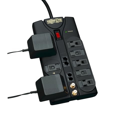 image for Tripp Lite 8 Outlet Surge Protector Power Strip, 10ft Cord, Right-Angl