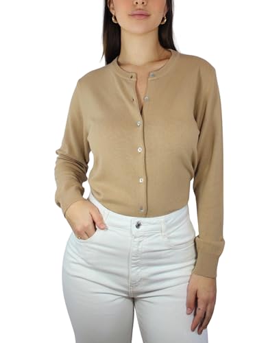 Gilet en Cachemire pour Femme - Fabriqué en Italie (FR/ES, Alpha/Lettres, M, Taille Normale, Taille Normale, Camel)