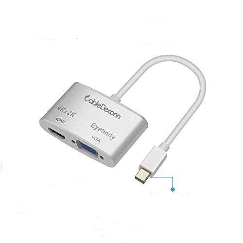 CableDeconn Aluminum shell Multi-Function Thunderbolt Mini Displayport to HDMI VGA Converter Adapter Cable for Apple Macbook Surface pro Thinkpad X1 HDMI 4K HDTV Eyefinity VGA Adapter