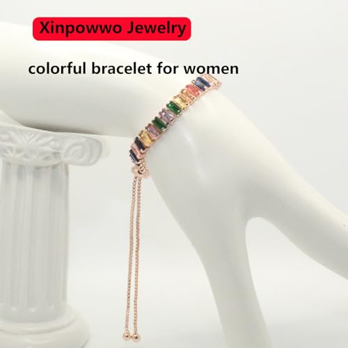 Tennis Bracelets for Women,Xinpowwo Adjustable 18K Gold Plated Cubic Zirconia Tennis4