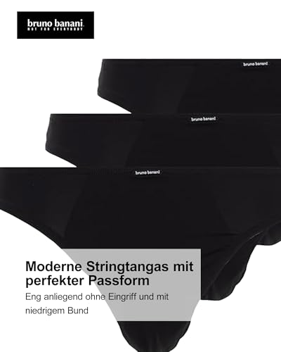 bruno banani Herren Strings Bale - 3er Set - Bequeme Herren Strings - Atmungaktive Mikrofaser - Hohe Bewegungsfreiheit - Niedrige Bundhöhe schwarz, L