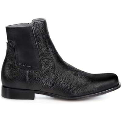 FRANCO CUADRA Men's Chelsea Boots in Genuine Deer Leather Black G43VNBU