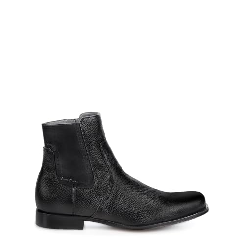 FRANCO CUADRA Men's Chelsea Boots in Genuine Deer Leather Black G43VNBU