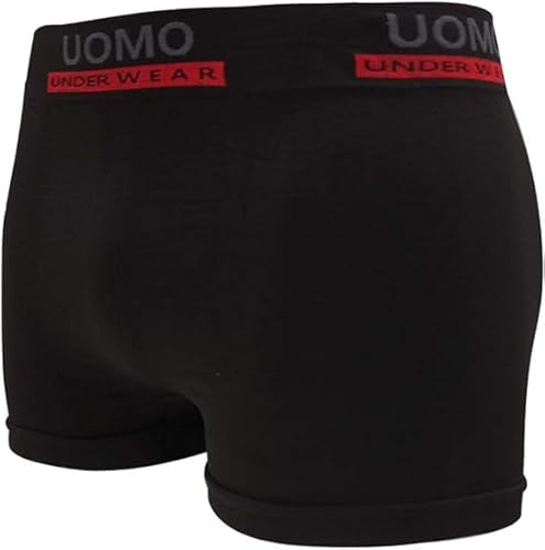 UOMO Calzoncillos tipo bóxer para hombre, microfibra, color negro, 4 y 6 unidades, Negro , M-L