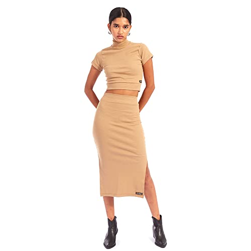 Cropped Canelado Brohood Gola Alta Marrom