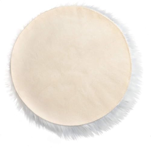 Tapete redondo de piel sintética blanca de 15.5 pulgadas miniatura 7