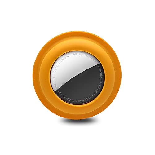 Image of Air Tag Stick On Case for Apple Airtag Silicone Protective Holder Precisely for Apple AirTag Portable and Anti-scratch Apple Tracker Finder Tag Airtag Wallet Self Adhesive Mount. (Orange)
