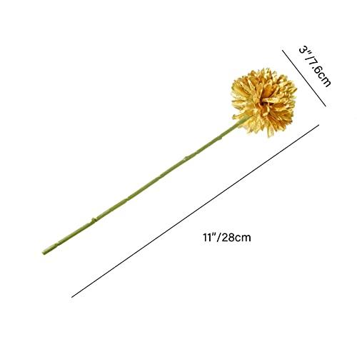 Mandy's 10Pcs Gold Flowers Artificial Chrysanthemum Ball Silk Flowers Silk Flowers 11" For Home Kitchen Wedding Decorations #TOP1