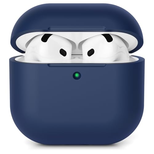 AOTUAO Custodia Compatibile con AirPods 4 (2024) Custodia Case, Case Protettiva Antiurto Antiscivolo in Silicone per AirPods 4a Generazione Cover Custodia, LED Frontale Visibile, Midnight Blue