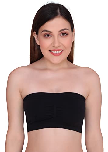 PLUMBURY Women's Strapless Seamless Padded Bandeau Tube Bra, Removable Pads, Free Size Wire Free 96% Nylon, 4% Spandex - Image 2