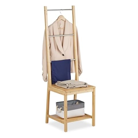 Relaxdays Bamboo Valet Chair and Clothes Stand Cover