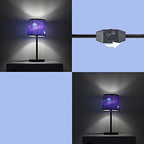 Suweey Desk Lamp Dimmable, Table Lamp 5000K Warm White Wood, Round Shade Bedside Lamp Universe Design Decor Lamp For Bedroom/Nightstand/Dorm/Kids Room/Living Room Or Office Desk (Led Bulb Included) #TOP3