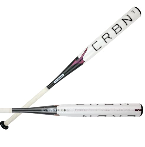 Bate de sóftbol Mizuno CRBN1 Fastpitch para mujer, 33 pulgadas y 23 oz, blanco y negro
