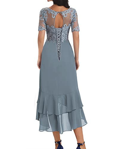 Wedding Guest Dresses For Women Lace Short Mother Of The Bride Dresses Chiffon Evening Gown Plum #TOP1