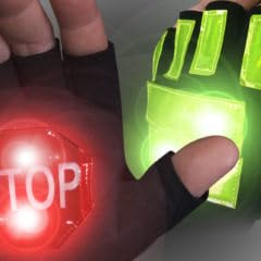 brite strike – ITG-08L/XL -, Reflective Traffic Safety Gloves - Stop Sign Traffic Control Gloves Comes with 4 RED and 4 Green LED Strips