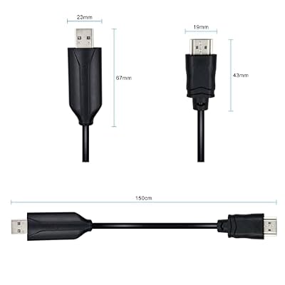 USB to HDMI Adapter with chip 4.92FT Cable,USB 3.0 & 2.0 to HDMI 1080P Video Audio Converter for PC, Laptop to Monitor,HDTV Support Android,XP/7/8/10,MAC OS