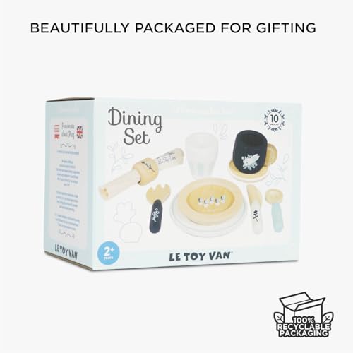 Le Toy Van Wooden Cutlery Dinner Set - Kids Plates and Utensils - Toddler Wooden Toys for Ages 2 Years +