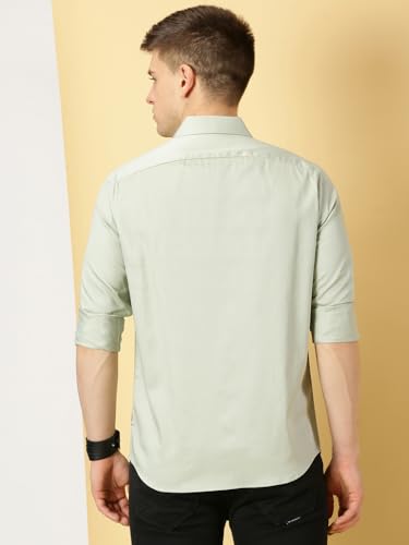 Image of Thomas Scott Men's | Solid | Full Sleeve | Slim Fit | Cotton Blend | Spread Collar | Casual Shirt