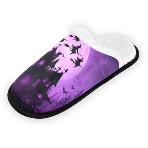 Purple Magic House Halloween Slippers For Women Men Soft Memory Foam Non-Slip Hallowmas Winter Indoor House Shoes Travel Slipper2