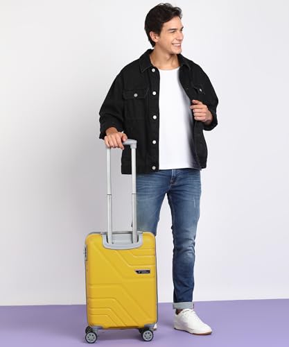 Kandel-London-Hard-Sided-PP-8-Wheel-Spinners-with-No-Lock-and-Steel-Trolley-Yellow-S