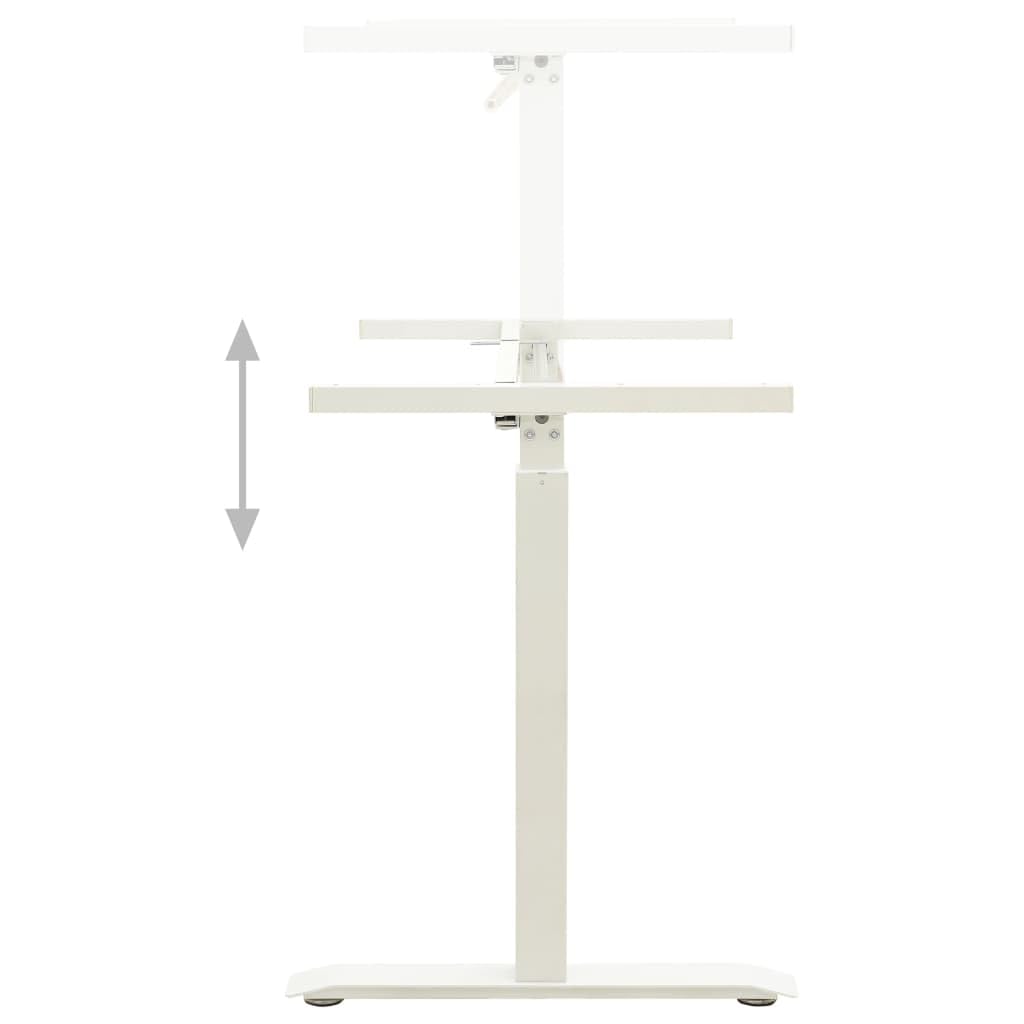 Struttura da scrivania regolabile manualmente in acciaio al carbonio bianco con manovella, larghezza 102-160 cm, altezza 71-113 cm, per postazione di lavoro, ufficio, casa, ergonomica