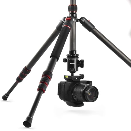 Hama Reisestativ „Ramble II Duo“ Carbon-Stativ (Kamerastativ, Handy-Stativ mit Handy-Halterung, Dreibein-Stativ Carbon-leicht, Fotostativ 3-fach ausziehbar, mit Einbein, Kugelkopf, Arca Swiss) schwarz