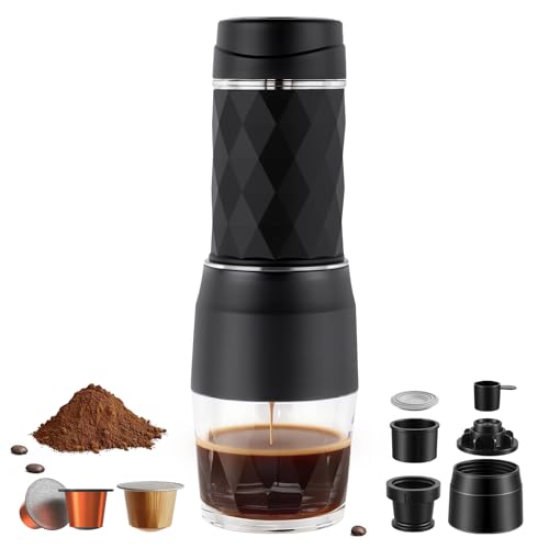 Diceaynico Travel Coffee Maker: Manual Espresso Machine with 13–18 Bar Pressure for Capsules and Ground Coffee, Perfect for Hiking and Camping