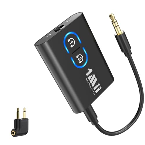 1Mii Bluetooth 5.3 Adapter f&uuml;r TV zu Kopfh&ouml;rer, 2-in-1 Sender Empf&auml;nger, aptX Adaptive & HD kabelloses Audio Transmitter Receiver Klinke 3,5 f&uuml;r Stereoanlage Flugzeug MP3 -Upgraded