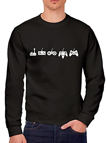 Image of HotScamp Evolution of A Video Game Controller - Youth & Mens Sweatshirt - Gamer Gaming Retro M Black