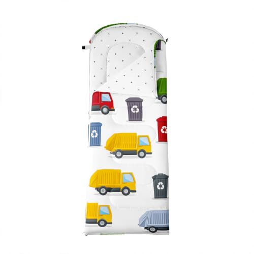 Bolsa de dormir para niños Feelyou Excavator con vehículo para camping resistente, impermeable y portátil para clima cálido y frío con saco de compresión miniatura 4