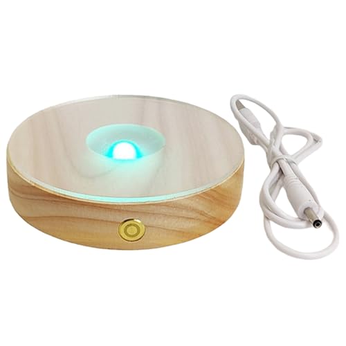 Base luminosa a LED, base illuminata da 4 pollici per arte del vetro Basi per lampade in legno chiaro a LED dimmerabili 7 colori per arte della pietra aromatica in vetro 3D