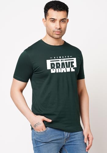 Image of Wear Your Opinion Men's S to 5XL Premium Combed Cotton Printed Half Sleeve T-Shirt (Design: Always Be Brave)