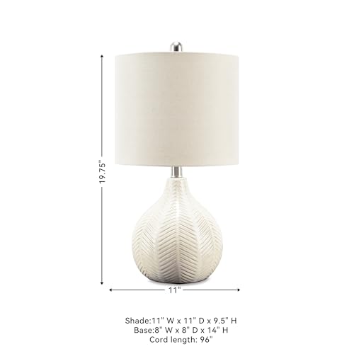 Signature Design by Ashley Rainermen 20" Modern Herringbone Ceramic Table Lamp, Off White - Image 6