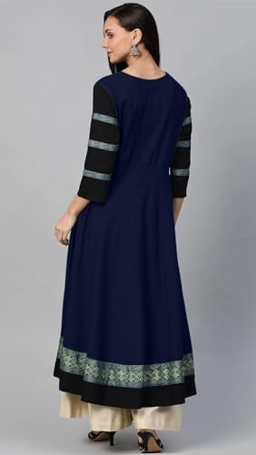 Image of Cotton Silk Anarkali Printed Border Long Umbrella Gown Kurta for Women