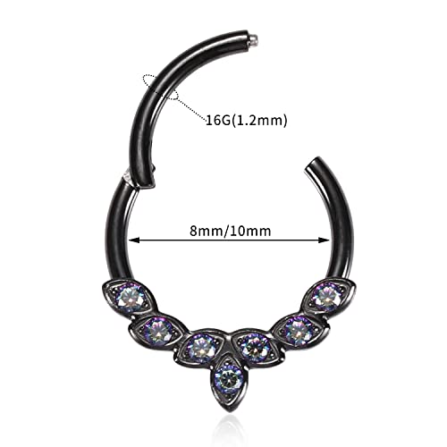 FUNLMO Septum Ring Daith Rook Helix Conch Tragus Piercing Jewelry 316L Surgical Steel Nose Ring Hoop Cartilage Earring 20G 18G 16G 14G2