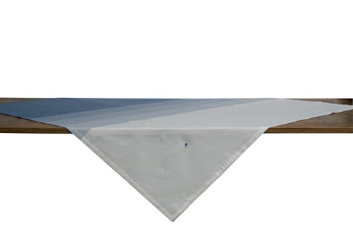 C&F Home Sullivan Accent Blue & White Stripe Ombre Cotton Table Topper 54" x 54" All Seasons Everyday Summer Spring 4th of July Independence Day Patriotic American Americana USA Tabletop Decor