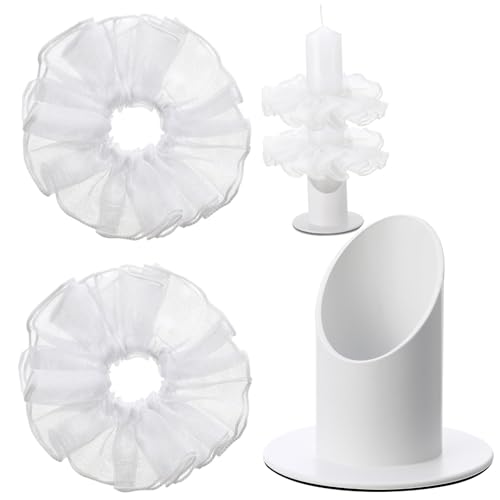3PCS Kerzenst&auml;nder Kommunionkerze mit 2 Tropfschutz Kommunion Deko, Kommunionkerze 4cm,Taufkerzenst&auml;nder f&uuml;r Taufe，Kommunion Festlichkeiten Wei&szlig;