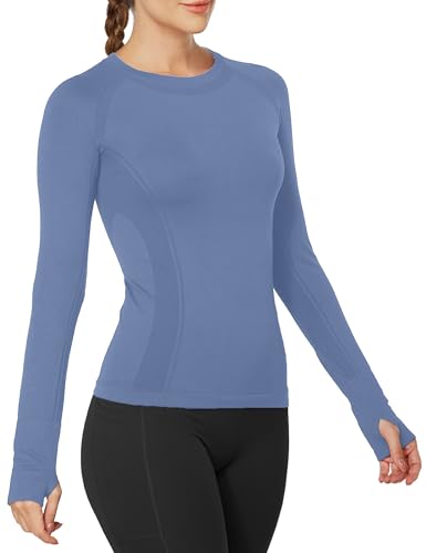 Image of MathCat Workout Shirts for Women Long Sleeve, Workout Tops for Women, Quick Dry Gym Athletic Tops,Seamless Yoga Shirts XS-XL