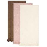 3 Packs Boho Hand Towels 14 x 32 in Decorative Hand Towels with Fringe Bathroom Turkish Decorative Hand Towels for Spa Kitchen Bathroom Guest Tea Gift Decoration(Beige,Brown,Pink)