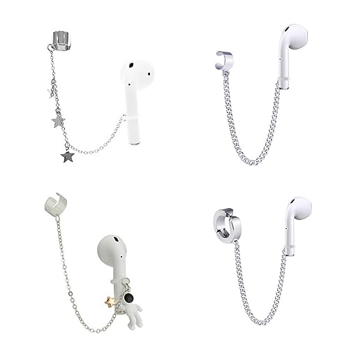 Image of 4 Pair Wireless Earbuds Anti-Lost Straps Wireless Ear Buds Clip Holder Protector Lanyard Chain Earrings for Apple AirPods Echo Buds Bluetooth Headphones ENC in-Ear Earphones Needn't Ear Hole