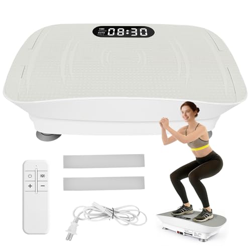 Image of Vibration Plate Exercise Machine, 10 Auto Programs & 10 Manual Levels Vibration Platform for Weight Loss /Lymphatic Drainage, 450lbs Capacity Vibration Board with Resistance Bands for Full Body Workout