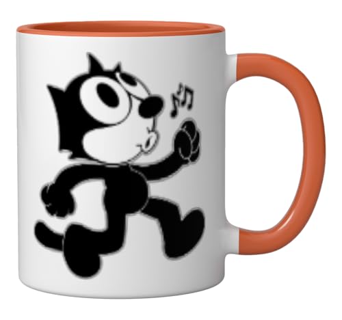 Taza de cerámica Felix Cartoon 11 onzas naranja/blanco miniatura 2