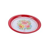 GALPADA Plato Retro para Bandeja Vintage de Almacenamiento para Hogar y Hotel Diseño Clásico Rojo Plato Decorativo Multiusos para Comida y Aperitivos