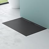 Mai & Mai Piatto Doccia 80x120 cm, Spessore 3cm, Piatto Doccia Rettangolare Ultrasottile in Resina Effetto Pietra, Antiscivolo Indistruttibile, Antracite Opaco, Geoma07