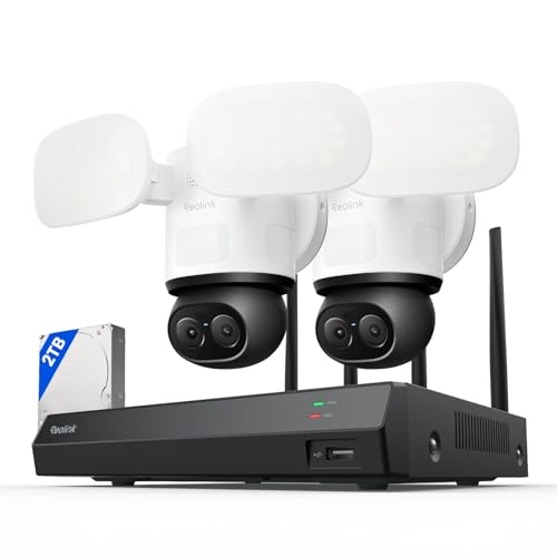 REOLINK TrackFlex Floodlight WiFix2 with RLN12W Bundle, 4K Dual-Lens Floodlight Camera, 360° PTZ 6X Hybrid Zoom, 3000 Lu - Detailed View