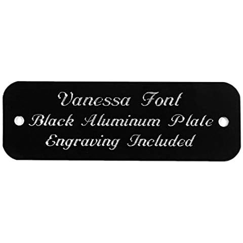 Eastwood Engravings 1"x3" Engraved Black Aluminum Plate Silver Etched Letters Custom Personalized Plaque Adhesive Backing Gift Label Sign Trophy Award Taxidermy - Rounded with Holes Plate Style Cover