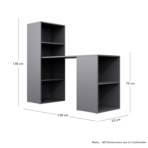 Image of Bniture Wooden Study Table for Home | Engineered Wood Study Table with Book Shelf | Multi Purpose Computer Desk for Writing & Study | Laptop Table for Study Room, Office & Workstation | Slate Grey